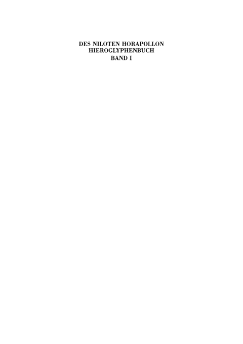 Cover image for book Des Niloten Horapollon Hieroglyphenbuch