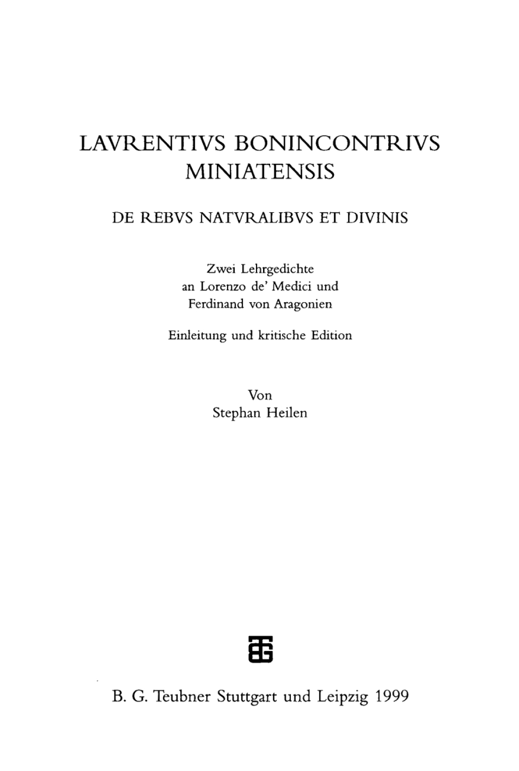 Page Fidelity Laurentius Bonincontrius Miniatensis. De rebus naturalibus et divinis; $266.40