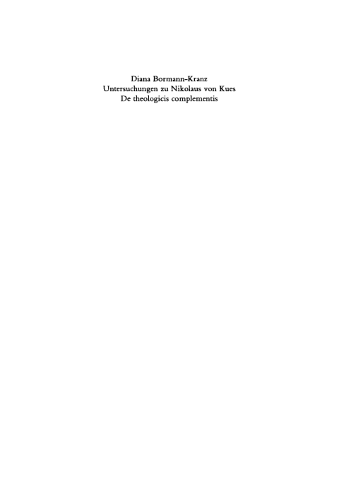 Cover image for book Untersuchungen zu Nikolaus von Kues De theologicis complementis