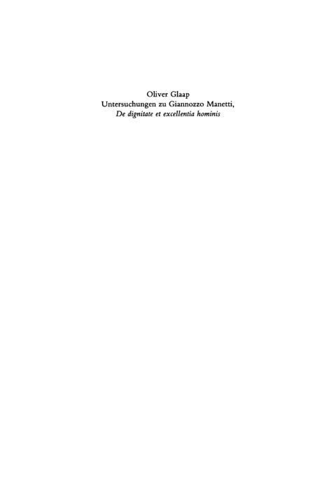 Cover image for book Untersuchungen zu Giannozzo Manetti, De dignitate et excellentia hominis
