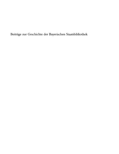Cover image for book Beiträge zur Geschichte der Bayerischen Staatsbibliothek