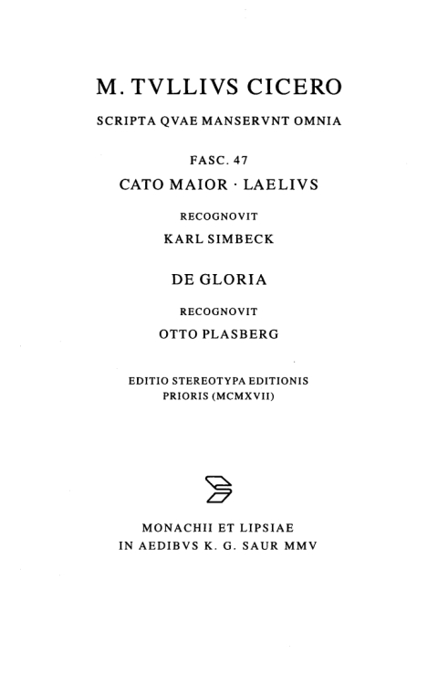 Cover image for book Cato maior. Laelius. De gloria