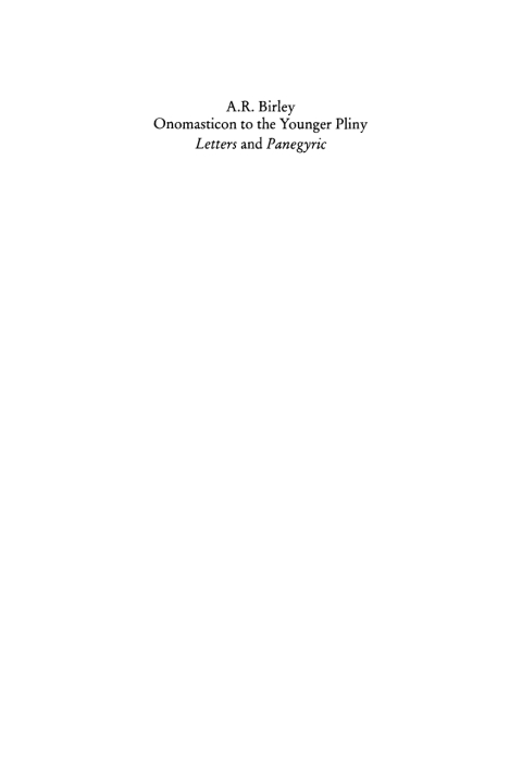 Cover image for book Onomasticon to the Younger Pliny