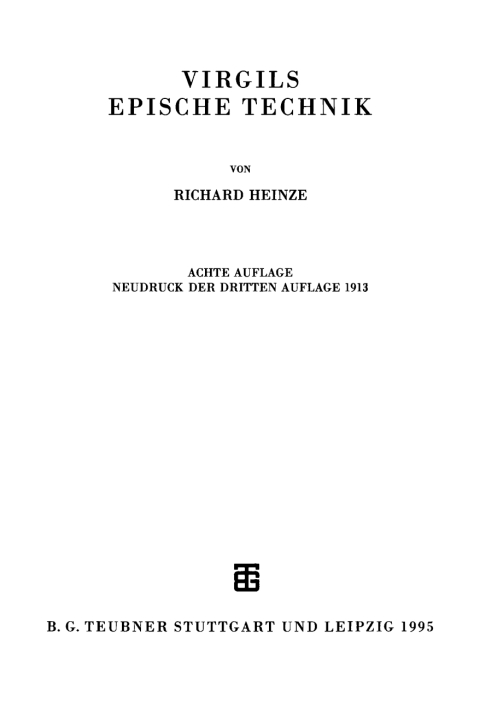 Cover image for book Virgils epische Technik