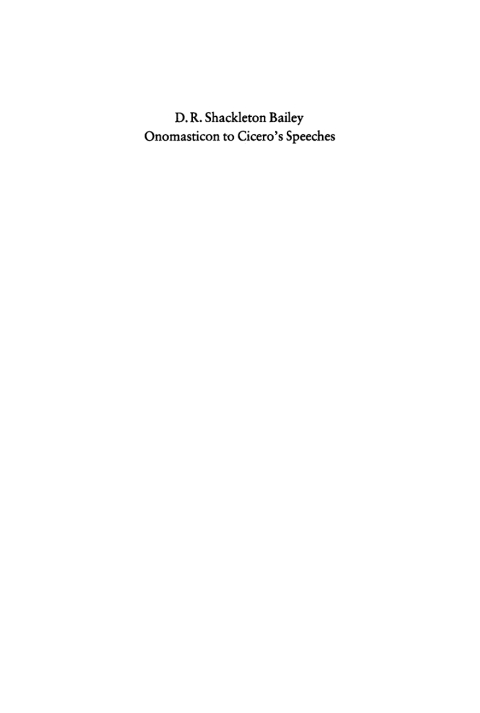 Cover image for book Onomasticon to Cicero's Speeches