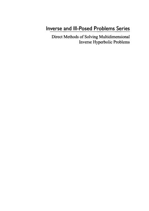 Cover image for book Direct Methods of Solving Multidimensional Inverse Hyperbolic Problems