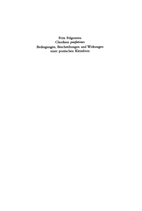 Cover image for book Claudians praefationes