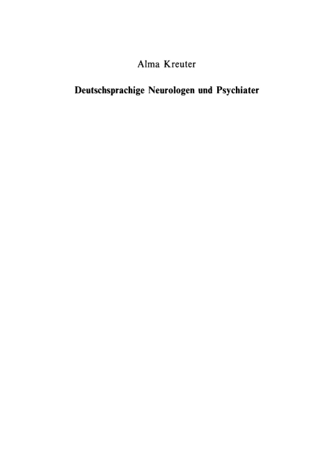 Cover image for book Deutschsprachige Neurologen und Psychiater