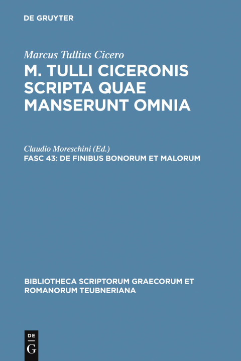 Cover image for book De finibus bonorum et malorum
