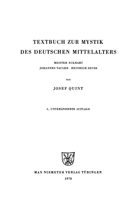 Cover image for book Textbuch zur Mystik des deutschen Mittelalters