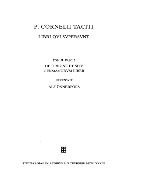 De origine et situ Germanorum liber 