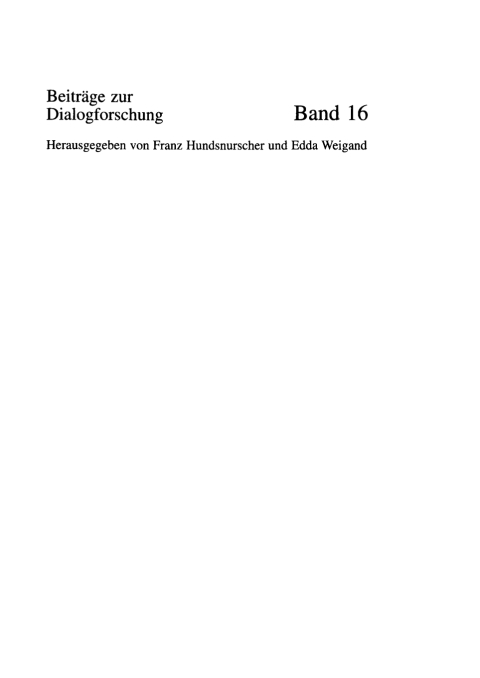 Cover image for book Dialoganalyse VI/1