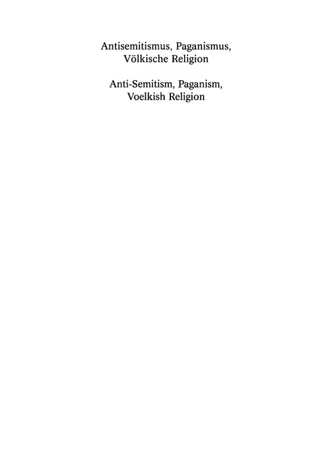Cover image for book Antisemitismus, Paganismus, Völkische Religion