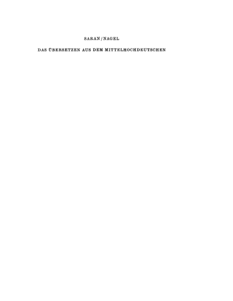 Cover image for book Das Übersetzen aus dem Mittelhochdeutschen