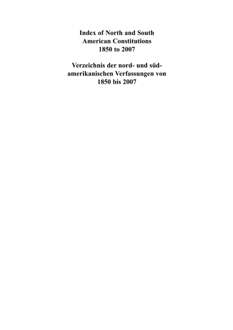 Cover image for book Index of North and South American Constitutions 1850 to 2007