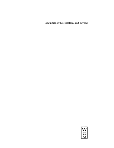 Cover image for book Linguistics of the Himalayas and Beyond