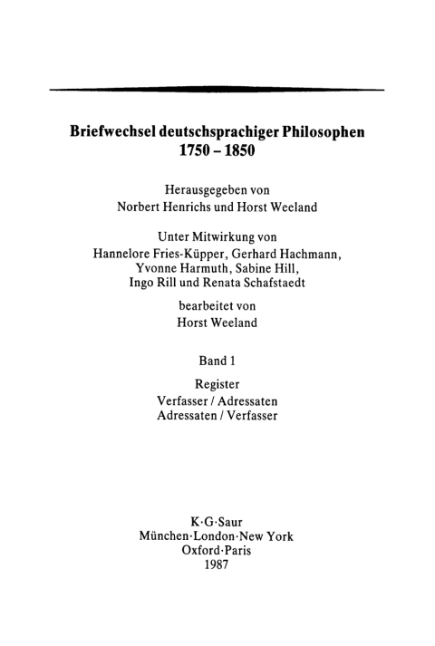 Cover image for book Briefwechsel deutschsprachiger Philosophen 1750–1850