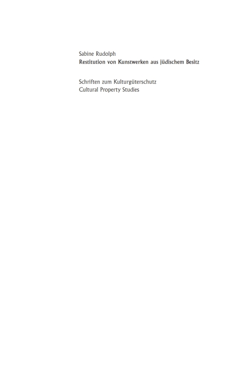 Cover image for book Restitution von Kunstwerken aus jüdischem Besitz