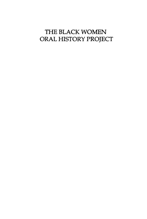 Cover image for book The Black Women Oral History Project. Cplt.