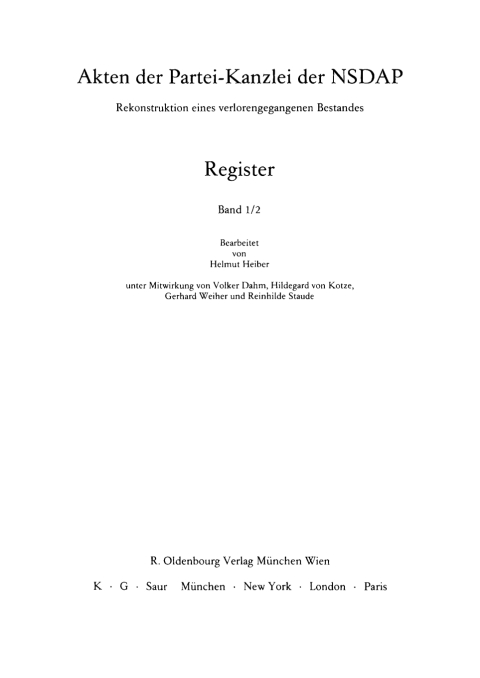 Cover image for book Register. Teil 1