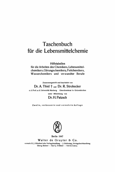 Cover image for book Taschenbuch für die Lebensmittelchemie