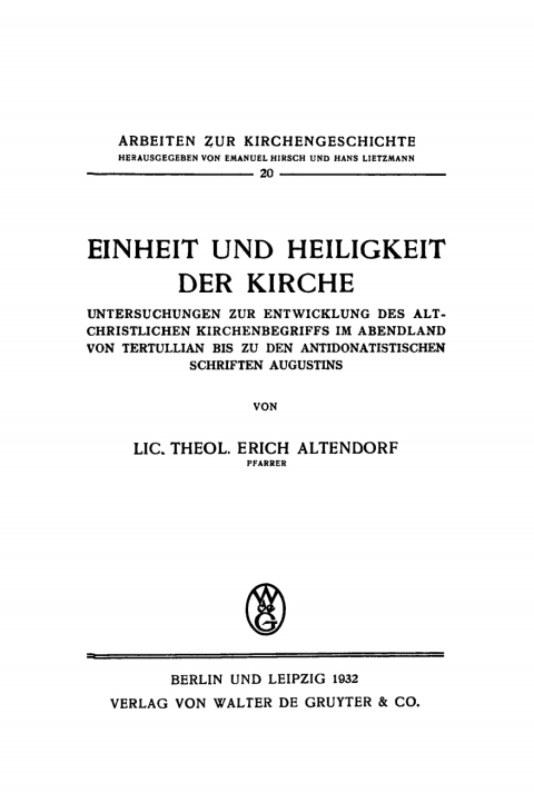 Cover image for book Einheit und Heiligkeit der Kirche
