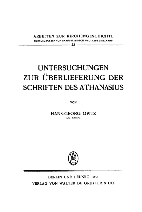 Cover image for book Untersuchungen zur Überlieferung der Schriften des Athanasius