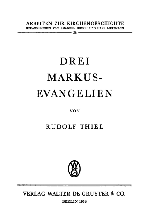 Cover image for book Drei Markus-Evangelien