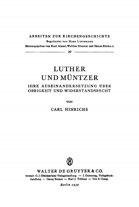 Cover image for book Luther und Müntzer