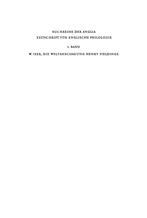 Die Weltanschauung Henry Fieldings 