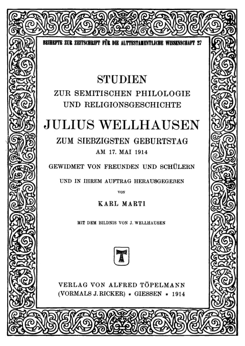 Cover image for book Studien zur semitischen Philologie und Religionsgeschichte