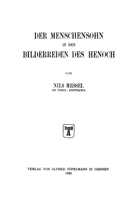 Cover image for book Der Menschensohn in den Bilderreden des Henoch