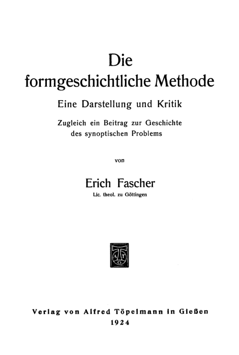 Cover image for book Die formgeschichtliche Methode