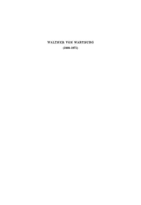 Cover image for book Walther von Wartburg (1888–1971)