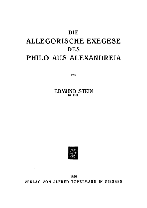 Cover image for book Die allegorische Exegese des Philo aus Alexandreia