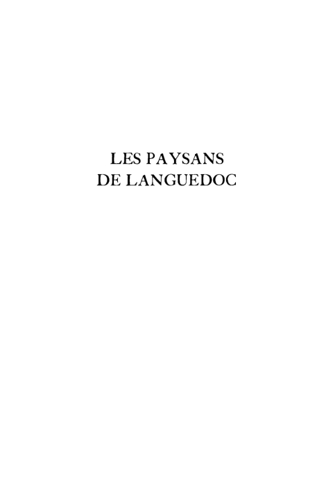 Cover image for book Emmanuel Le Roy Ladurie: Les paysans de Languedoc. Tome I