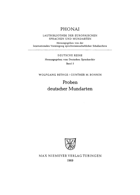 Cover image for book Proben deutscher Mundarten