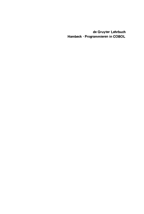 Cover image for book Einführung in das Programmieren in COBOL