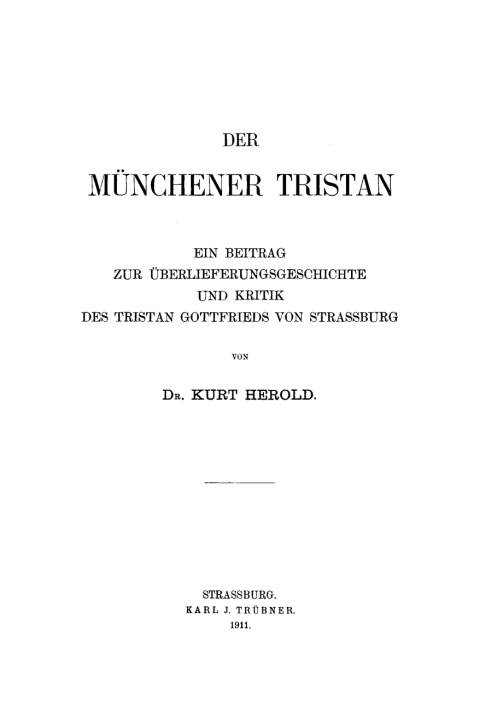 Cover image for book Der Münchener Tristan