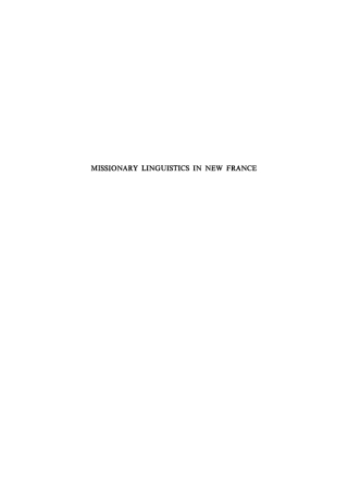 Missionary Linguistics in New France