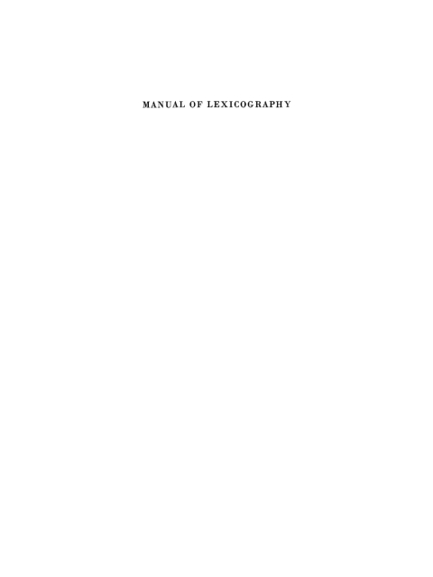 Cover image for book Manual of lexicography