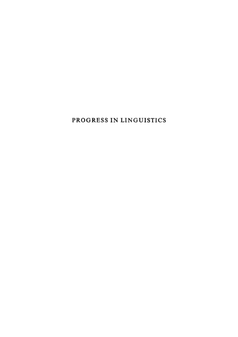 Cover image for book Progress in Linguistics