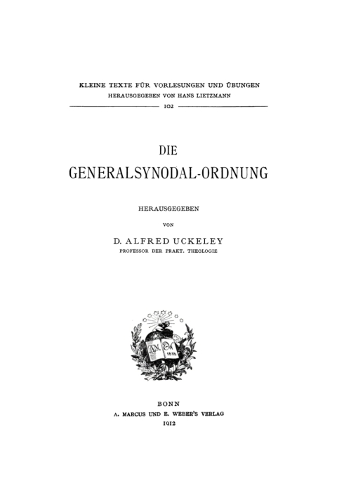 Cover image for book Die Generalsynodal-Ordnung