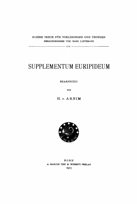 Cover image for book Supplementum Euripideum
