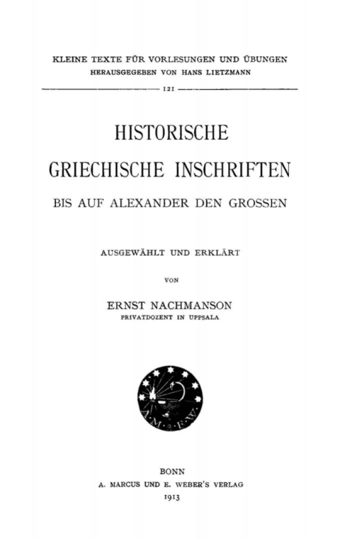 Cover image for book Historische griechische Inschriften