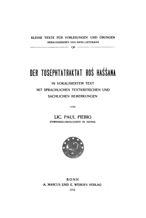 Cover image for book Der Tosephtatraktat Roš Haššana