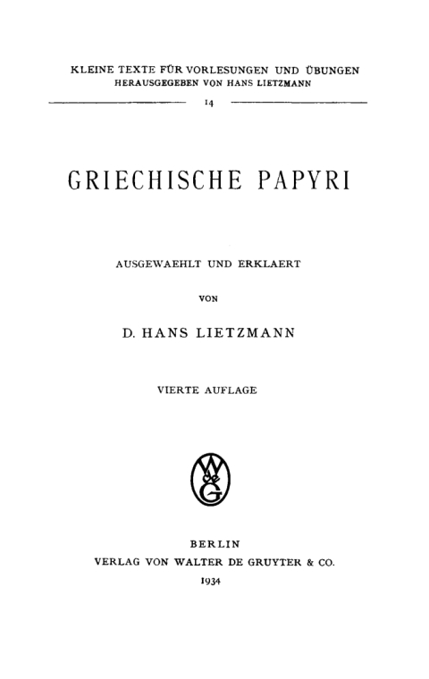 Cover image for book Griechische Papyri
