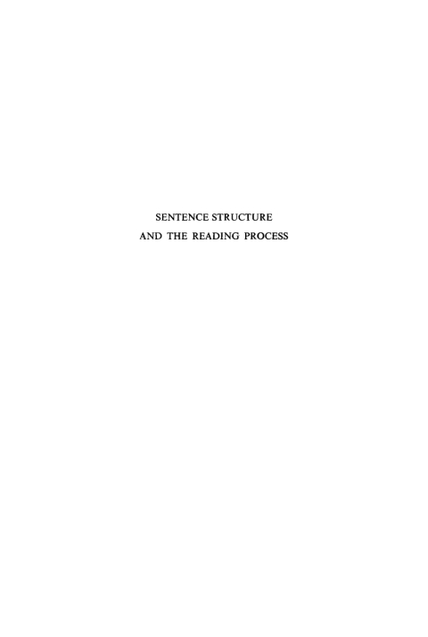 Cover image for book Sentence structure and the reading process