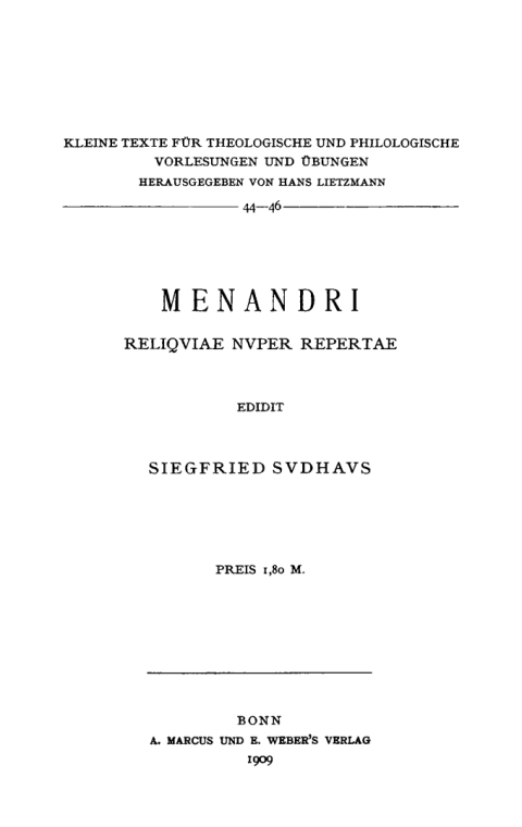 Cover image for book Menandri reliqviae nvper repertae