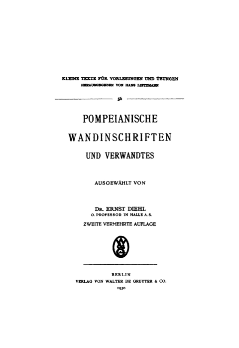 Cover image for book Pompeianische Wandinschriften und Verwandtes